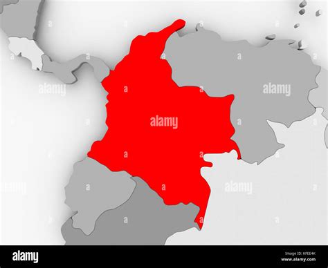 Colombia In Red On Grey Political Map 3d Illustration Stock Photo Alamy