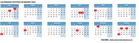 Calendario Laboral 2022 Con Festivos En Madrid Barcelona