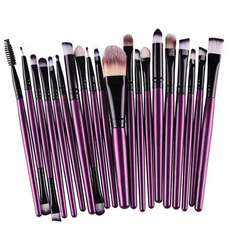 new 20pcs set make up toiletry kit wool soft makeup brushes set professional purple foundation