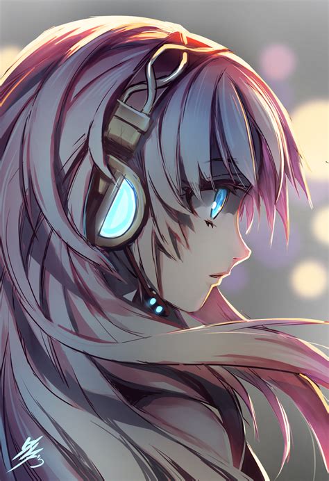 Anime Girl With Headphones Android Red
