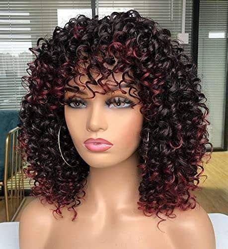 Purchase Spiral Curl Wigs With Bangs 🏳 Short Curly Wigs Kinky Curly
