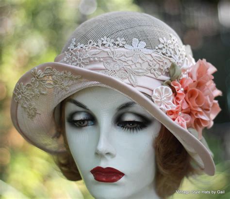 Custom Shabby Chic Vintage Hat 1920s Wedding Tea Party Summer By Gail