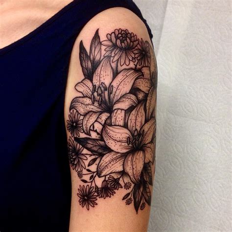 Lilies Floral Tattoo By Robert Euán Floral Tattoo Sleeve Floral Arm