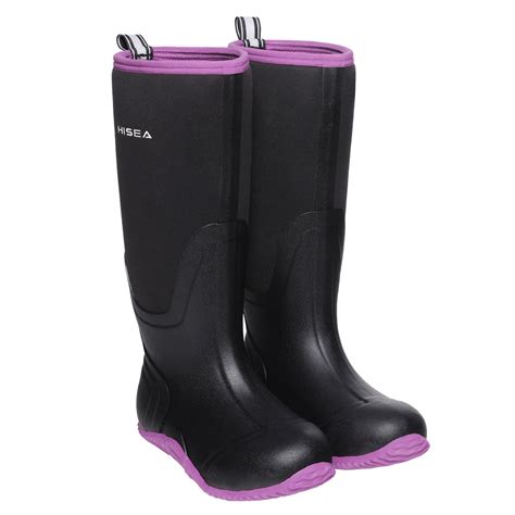 hisea women s rubber rain boots waterproof insulated garden shoes outdoor hunting working riding