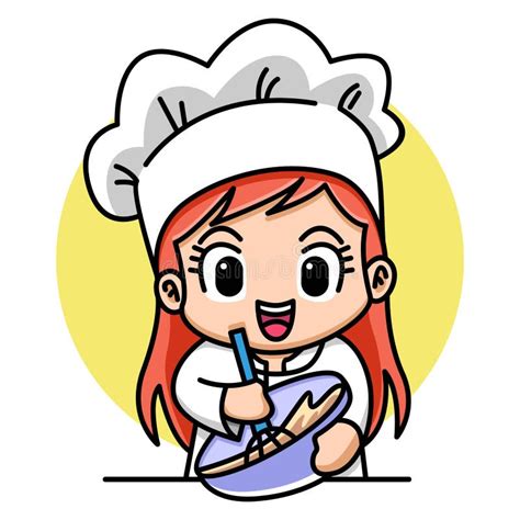 Cute Girl Bakery Chef Cartoon Stock Vector Illustration Of Character