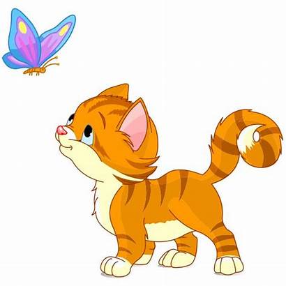 Kitten Butterfly Cartoon Clip Clipart Playing Cat