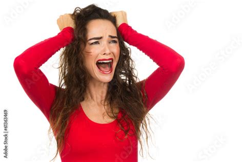 Angry And Upset Woman Screaming And Crying Isolated On White Stock Photo Adobe Stock