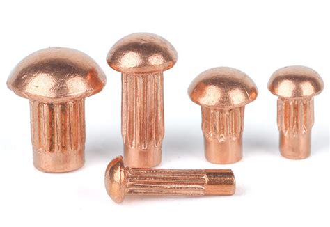 Red Copper Pan Head Knurling Rivets Roud Head Knurled Rivets Rivets For