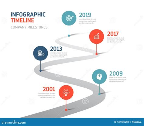 Timeline Infographics Company Milestones Stock Vector Illustration