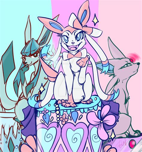 Eeveelution Trio Sylveon Glaceon And Espeon By Timelessform On