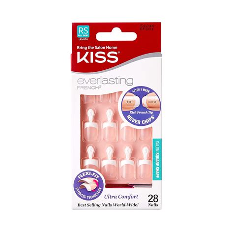 Kiss Everlasting French Glue On Nails Kit White Real