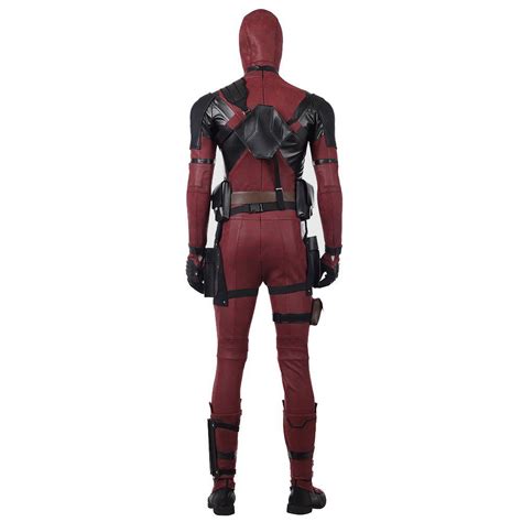 Quality Pu Leather Deadpool 2 Cosplay Costume Wade Wilson Red Jumpsuit