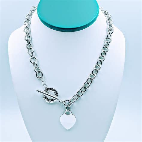 Tiffany Co Sterling Silver Heart Charm Toggle Necklace