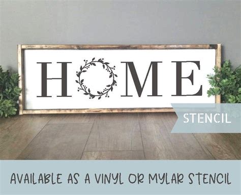 Farmhouse Home Stencil Home With Wreath Stencil Stencils For Etsy