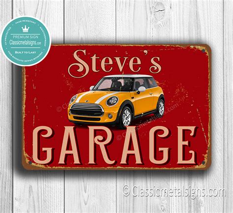 Custom Mini Cooper Garage Sign Classic Metal Signs