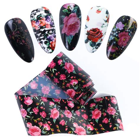 slider adhesive mixed flower nail foils nail polish patch starry transfer paper nail stickers