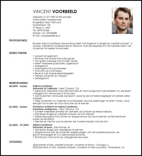 Dedicated adjunct professor who can create engaging curriculum and conduct high quality classroom planning and management. Voorbeeld CV Adjunct Professor | LiveCareer