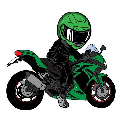 Premium Vector Man Ride Sport Motorcycle Biker Cartoon