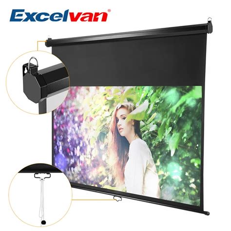 excelvan 100 inch 16 9 ratio 1 1 gain manual pull down projection projector screen auto self