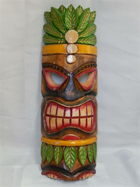 Wood Tiki Mask Palm Leaf Free Us Shipping Tiki Faces Tiki Totem