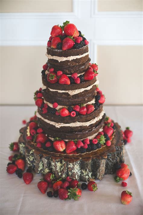 Naked Chocolate Wedding Cake With Fruit