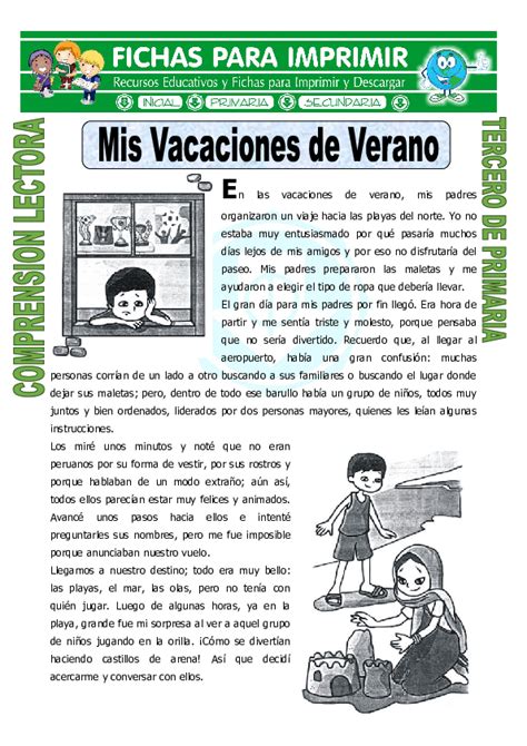 Doc Ficha Mis Vacaciones De Verano Para Tercero De Primaria Melissa