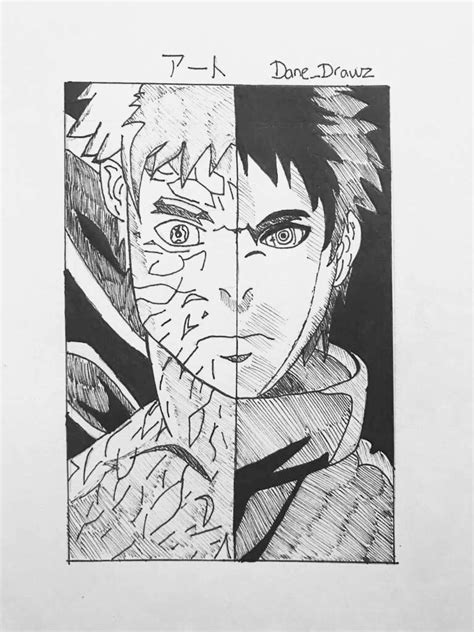 Naruto Split Drawing Anime Art Amino