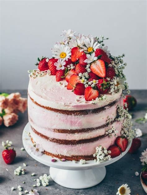 Erdbeer Sahne Torte Strawberries Cream Naked Cake Aus Vanille