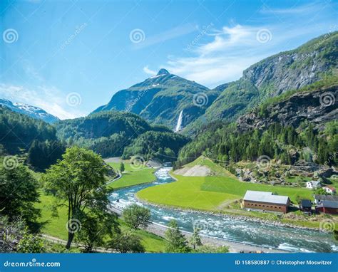Norway A Village In The Mountains By The River Stock Image Image Of