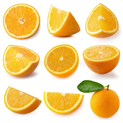 Orange Fruit With Orange Leaves Isolated On White Background Stock