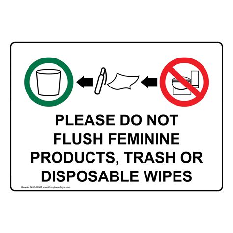 Do Not Flush Feminine Products Sign NHE 18562 Restroom Etiquette