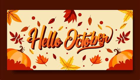 Free Vector Hand Drawn Flat Hello October Banner