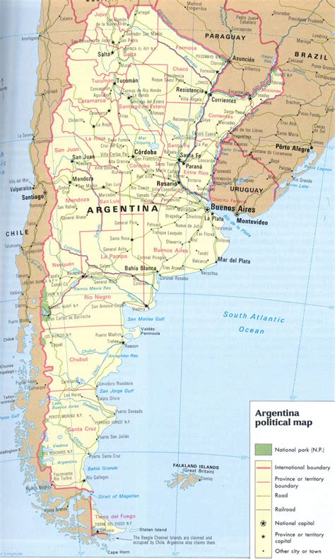 Large Detailed Road And Political Map Of Argentina Argentina Large