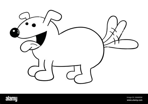 Cartoon Dog Is Happy And Wagging Its Tail Vector Illustration Black