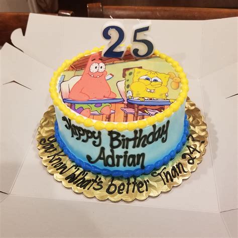 My Birthday Cake This Year From My Gf Funny 25th Birthday Cakes Spongebob Cake Spongebob