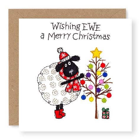 Christmas Card Sheep Christmas Card Funny Christmas Card Wishing Ewe