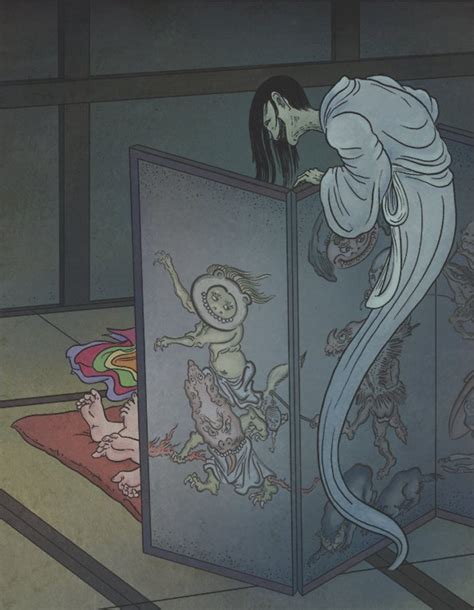 In Japanese Folklore Byōbu Nozoki Is A Ghost Which Peeps At People From Behind A Byōbu