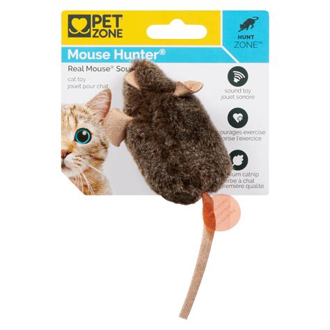 Pet Zone Playn Squeak Electronic Mouse Hunter Cat Toy Brown Giant Tiger