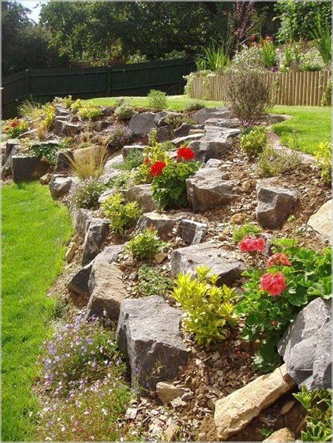The Beautiful Front Yard Rock Garden Ideas Sloped Backyard