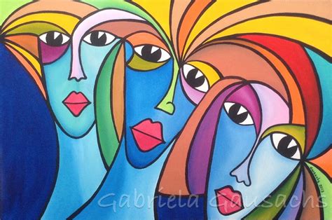 Die malerei ist stärker als ich; Original acrylic painting 24"x36" abstract faces ...