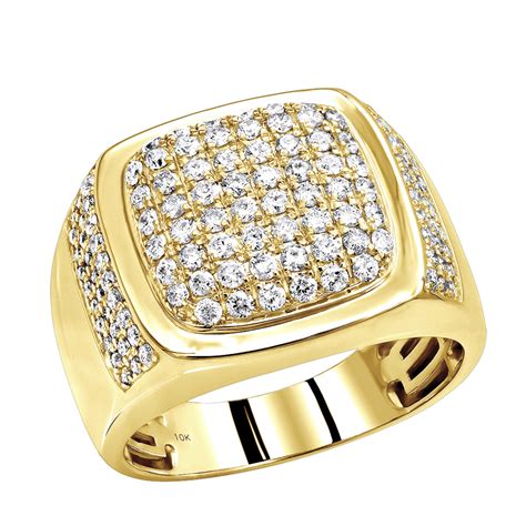 Luxurman Mens Diamond Rings 10k Gold Unique Diamond Wedding Band 15