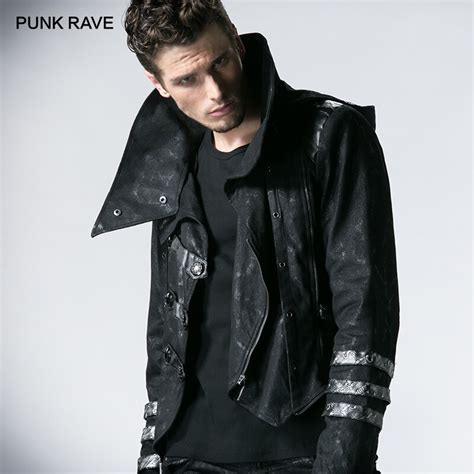 Punk Rave Mens Gothic Long Winter Black Long Adjustable Jackets Punk