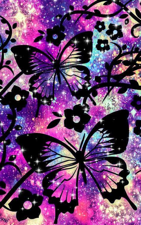 Glitter Sparkle Galaxy Image By Mpink Butterfly Wallpaper Iphone