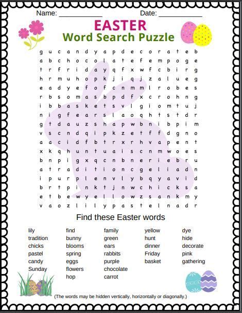 Easter Word Search Puzzle For Kids Free Printable Easter Worksheets