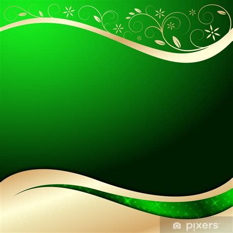 Wall Mural Vector Background In Greengold With Floral Elements