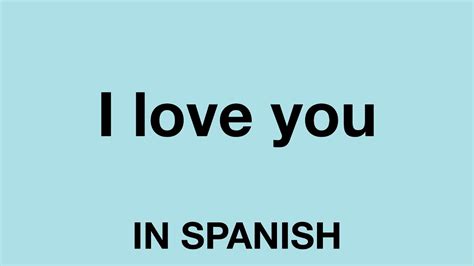How To Say I Love You In Spanish Youtube