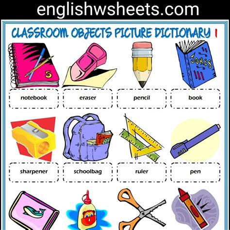 Esl Classroom Objects Worksheets Pdf Willis Bedards School Worksheets