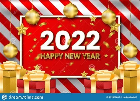 Realistic Happy New Year 2022 Banner Premium Vector Stock Vector