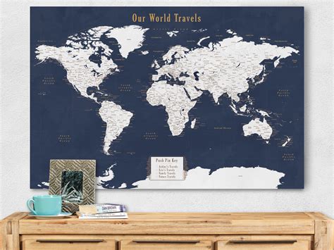 Large Push Pin World Map Wall Map Of The World
