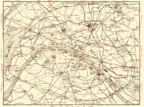 Old Map Of Paris Tramway And Metro Networks In 1903 Buy Vintage Map